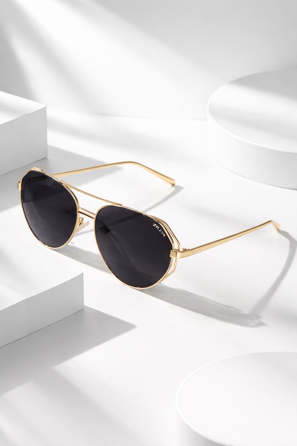 Straight Gold Black Sunglasses